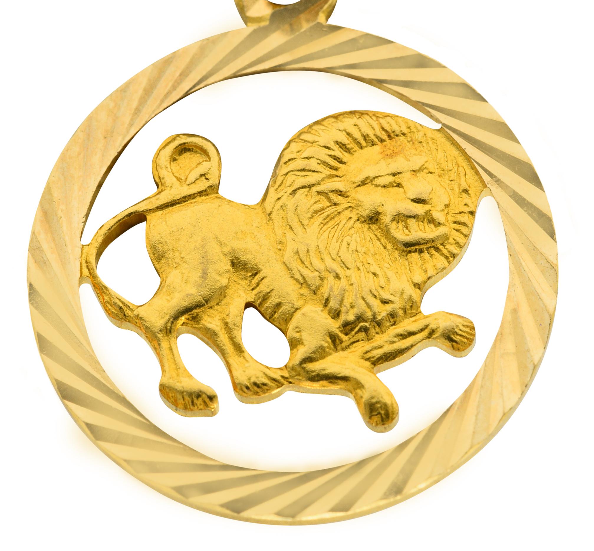 Women's or Men's 1970's 18 Karat Yellow Gold Leo Lion Zodiac Charm