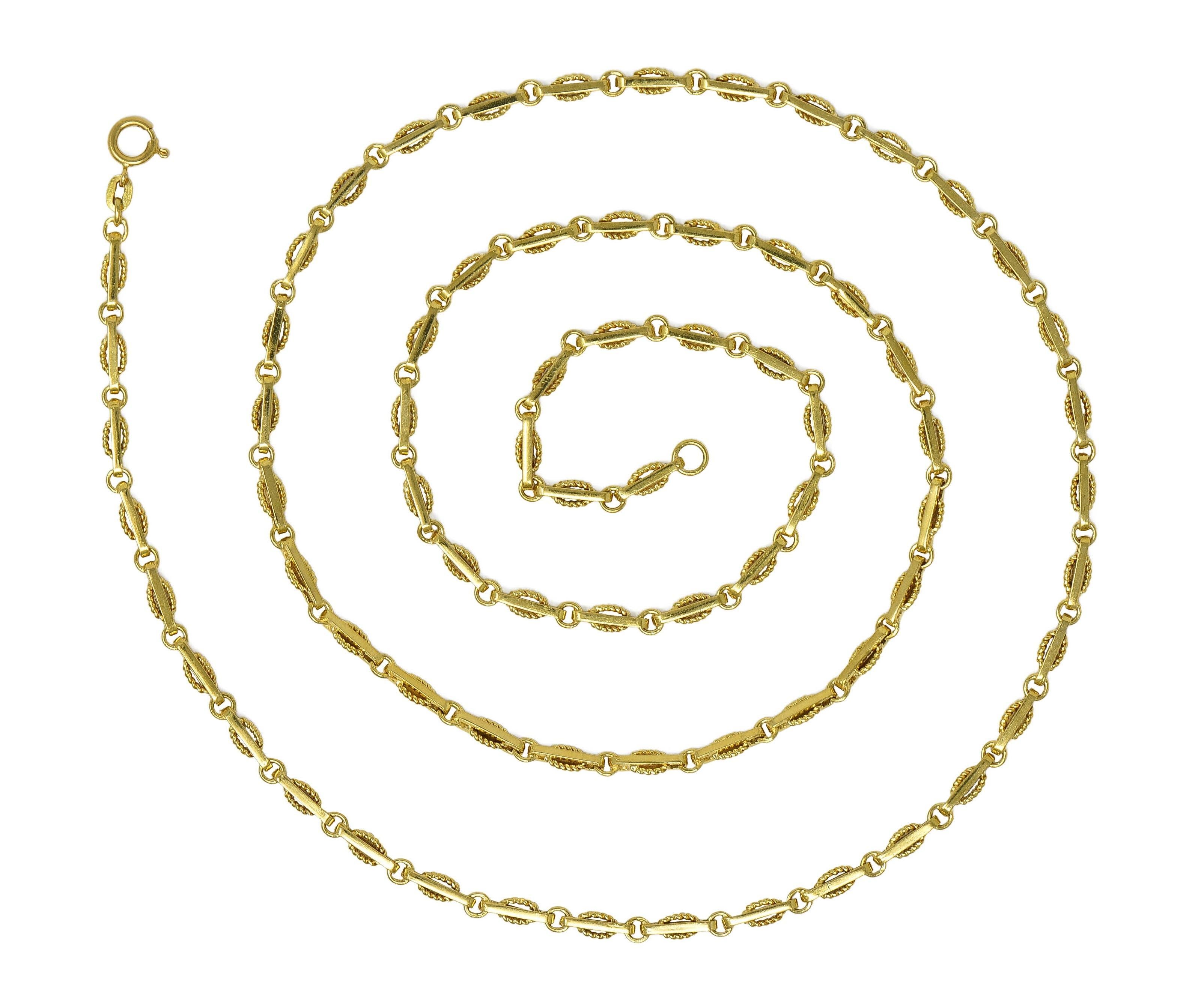1970er Jahre 18 Karat Gelbgold gedrehte Seil Ausgefallene Vintage Gliederkette Halskette im Zustand „Hervorragend“ im Angebot in Philadelphia, PA