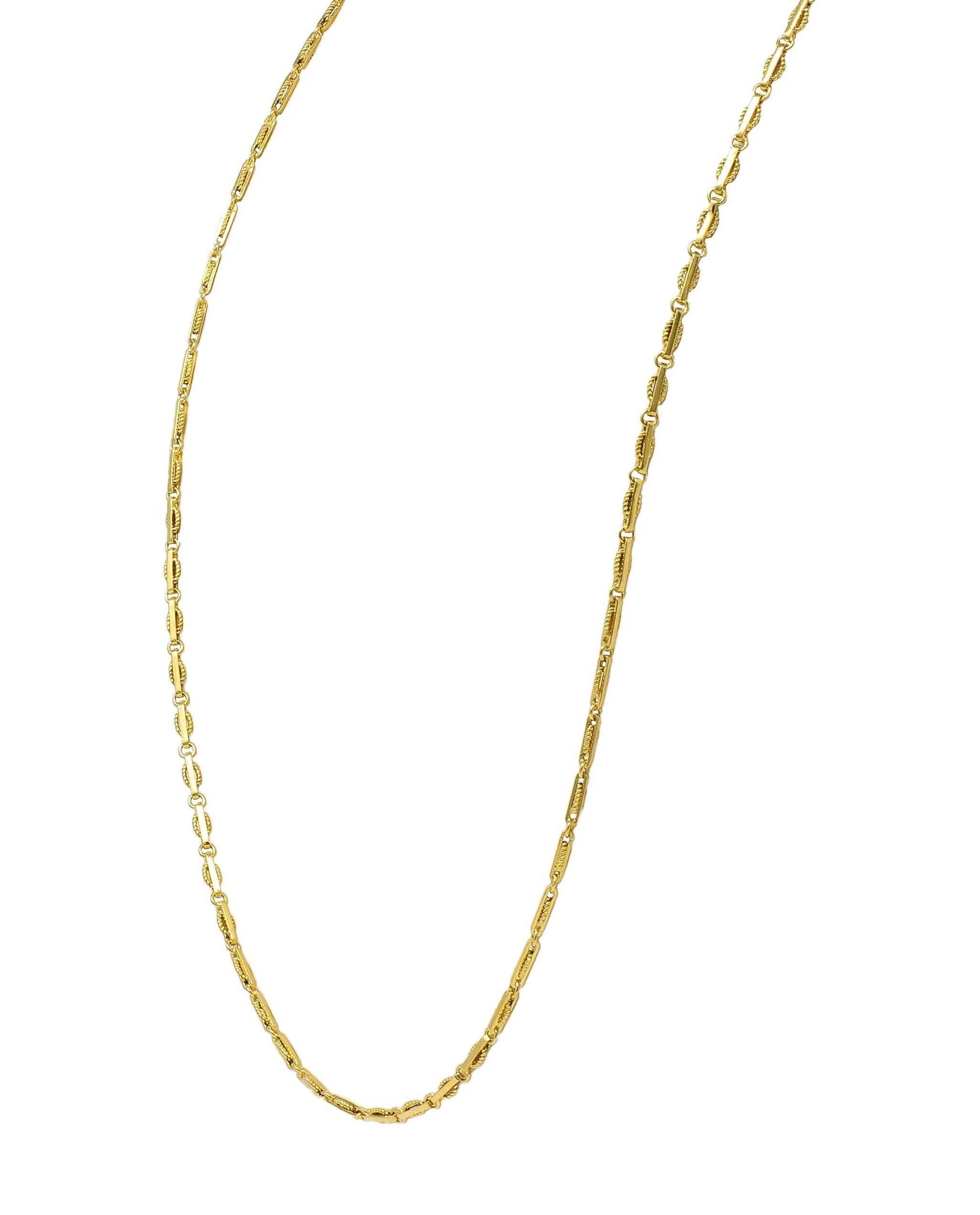 1970er Jahre 18 Karat Gelbgold gedrehte Seil Ausgefallene Vintage Gliederkette Halskette für Damen oder Herren im Angebot