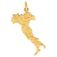 1970's Or jaune 18 carats Pendentif Pays Vintage Italie
