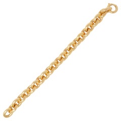 1970's 18 Karat Yellow Gold Vintage Puffy Cable Link Chain Bracelet