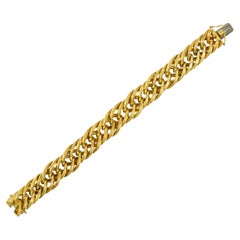 1970's 18 Karat Yellow Gold Wheat Link Vintage Unisex Chain Bracelet