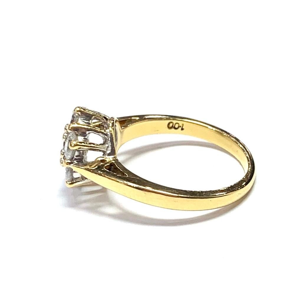 1970s 18 Carat Yellow Gold Seven Stone Diamond Cluster Ring For Sale at ...