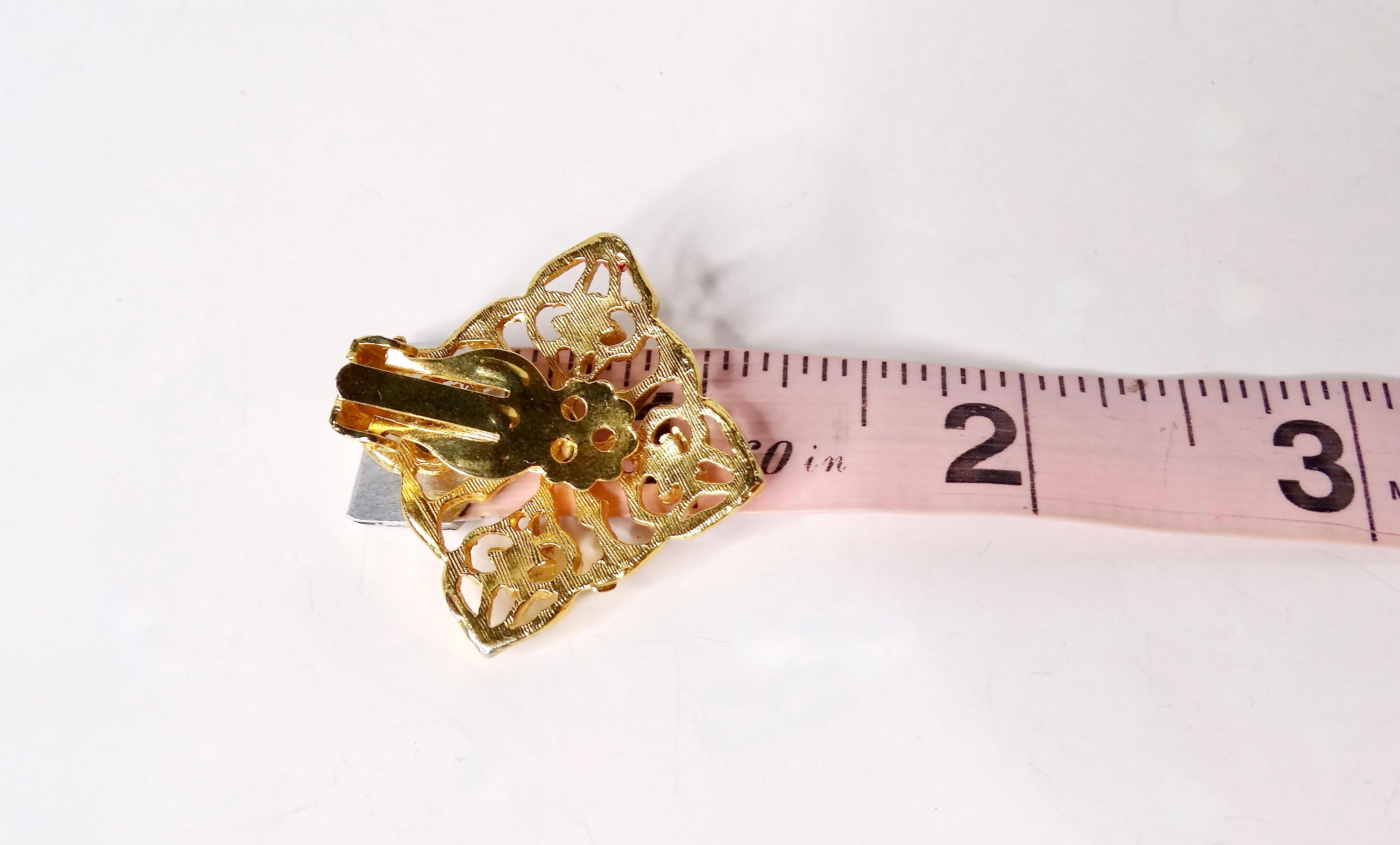 Women's 1970s 18k Gold Plated Filigree Detailed Clip-On Earrings For Sale