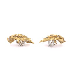 1970's 18k Leaf Diamond Earclips