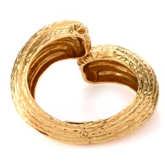 1970s 18 Karat Shell Hinged Cuff Bangle Bracelet