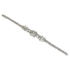 1970s 18K White Gold and Platinum Diamond Bracelet