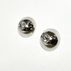 1970s, 18K White Gold Diamond Bombe Stud Fashion Earrings