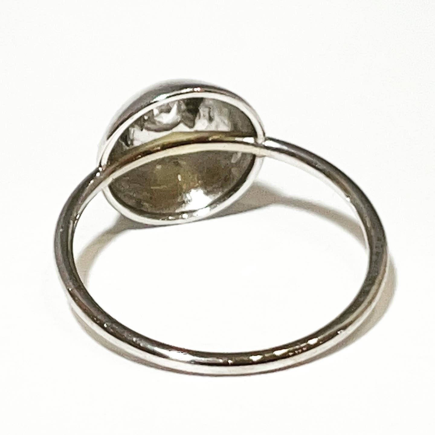 Brilliant Cut 1970s 18K White Gold Diamond Engagement Bridal Bombe Ring For Sale