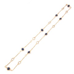 1970s 18k Yellow Gold and Lapis Lazuli Long Necklace