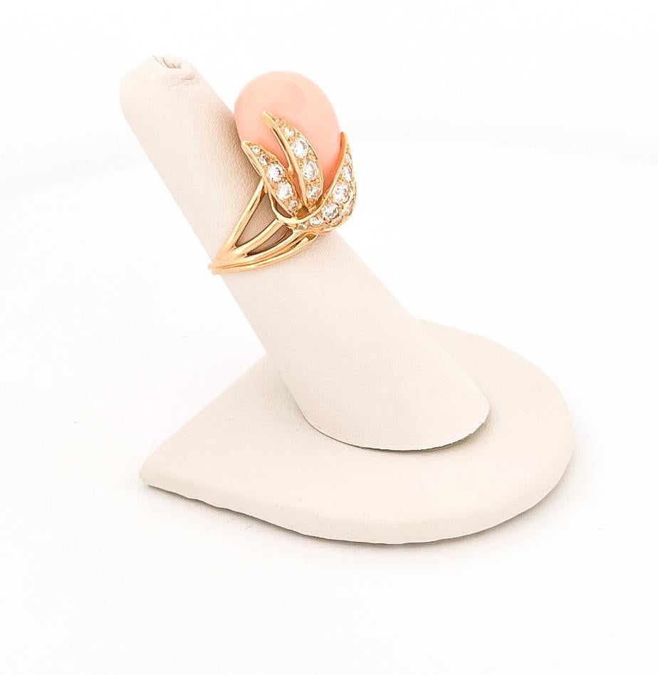 1970's 18k Yellow Gold Angel Skin Coral Ring 2