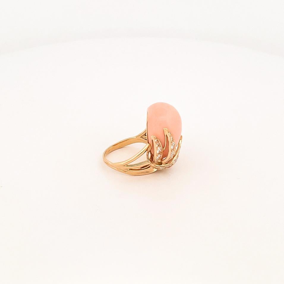 Modernist 1970's 18k Yellow Gold Angel Skin Coral Ring