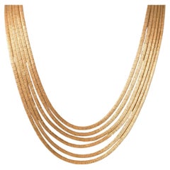 1970s 18K Yellow Gold Mesh Collar Necklace 96.5 grams Brushed Gold