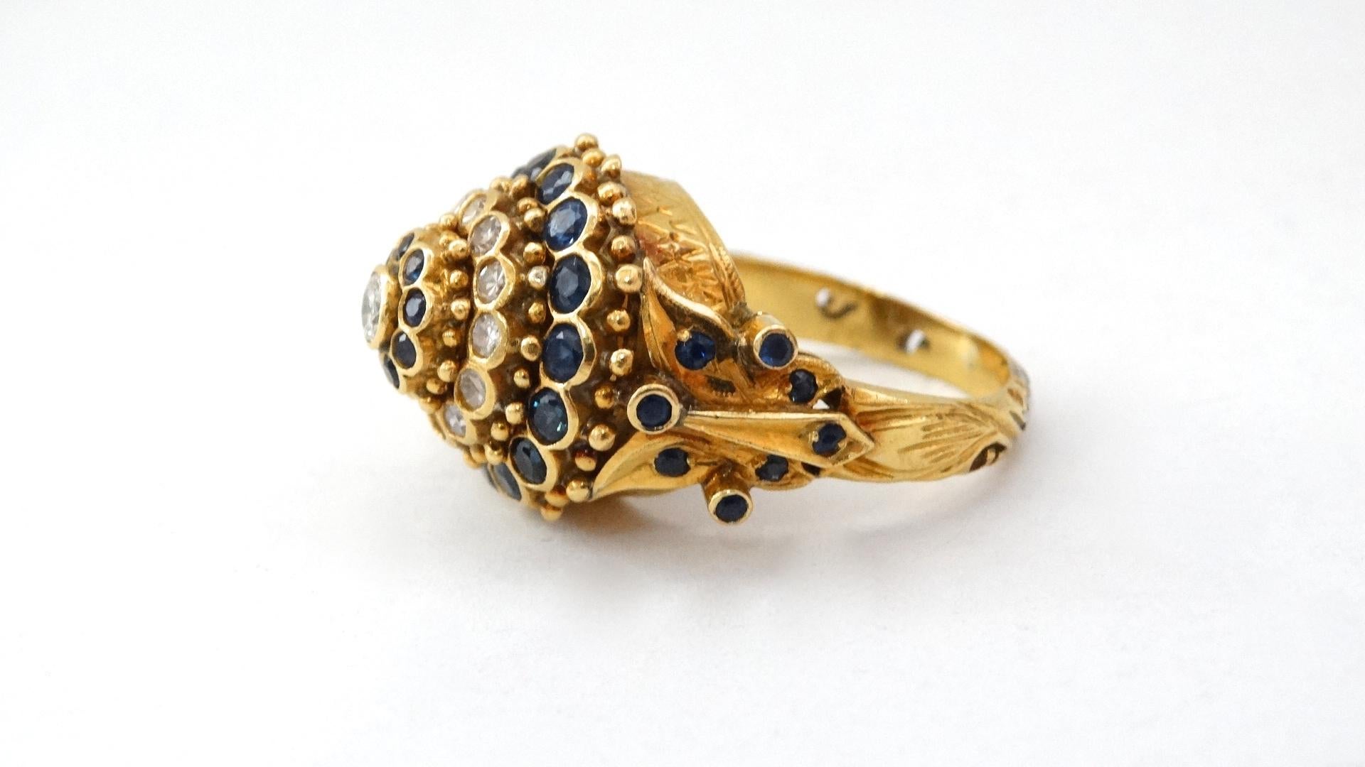 1970s 18K Yellow Gold & Sapphire Princess Ring  7