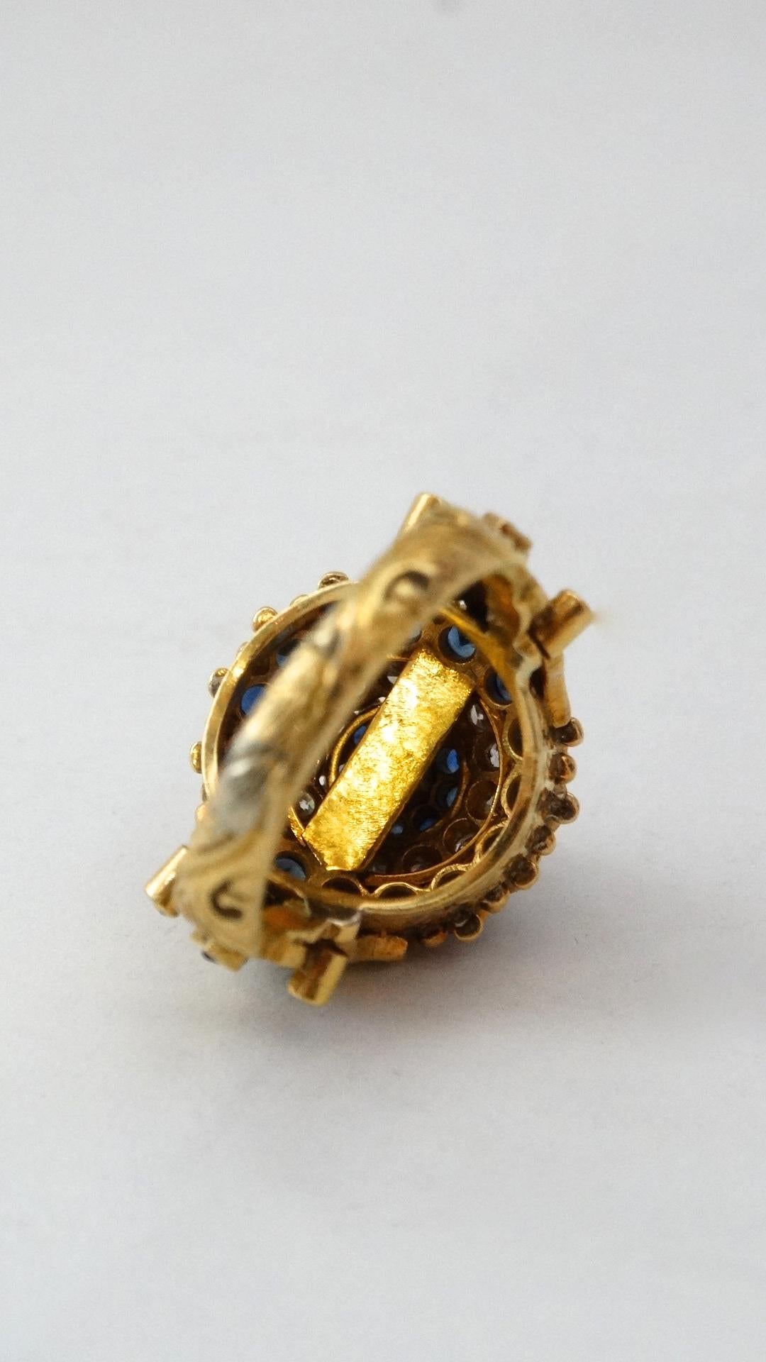 1970s 18K Yellow Gold & Sapphire Princess Ring  1