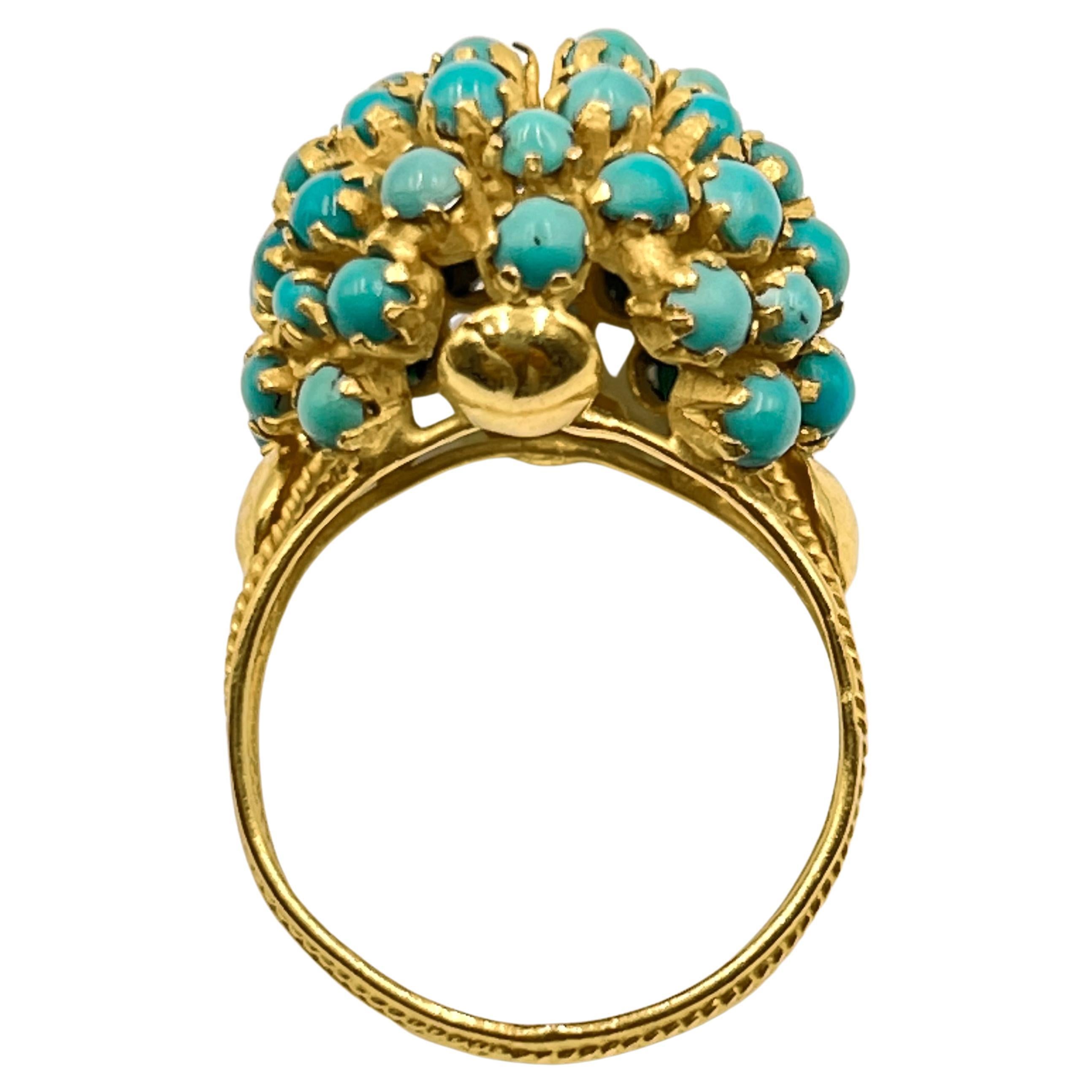 1970s 18k Yellow Gold Turquoise Cabochon Ring In Good Condition In Palm Beach, FL
