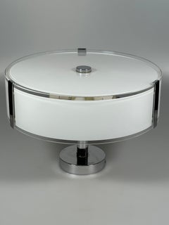 1970s 1980s Ceiling Lamp by Honsel Leuchten Germany in Glass & Chrome