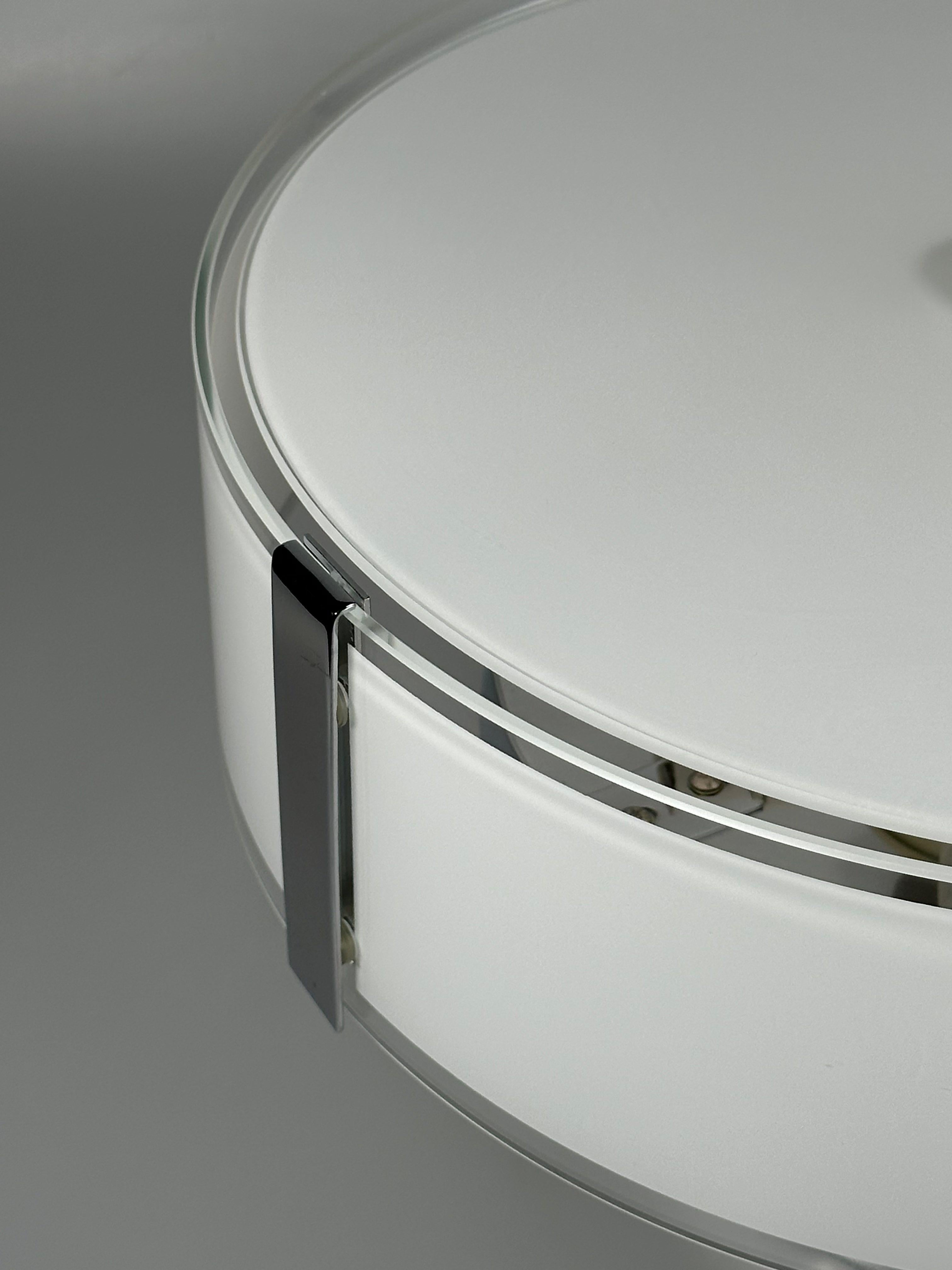 Lámpara de techo de los años 70 y 80 de Honsel Leuchten Alemania en cristal y cromo Metal en venta