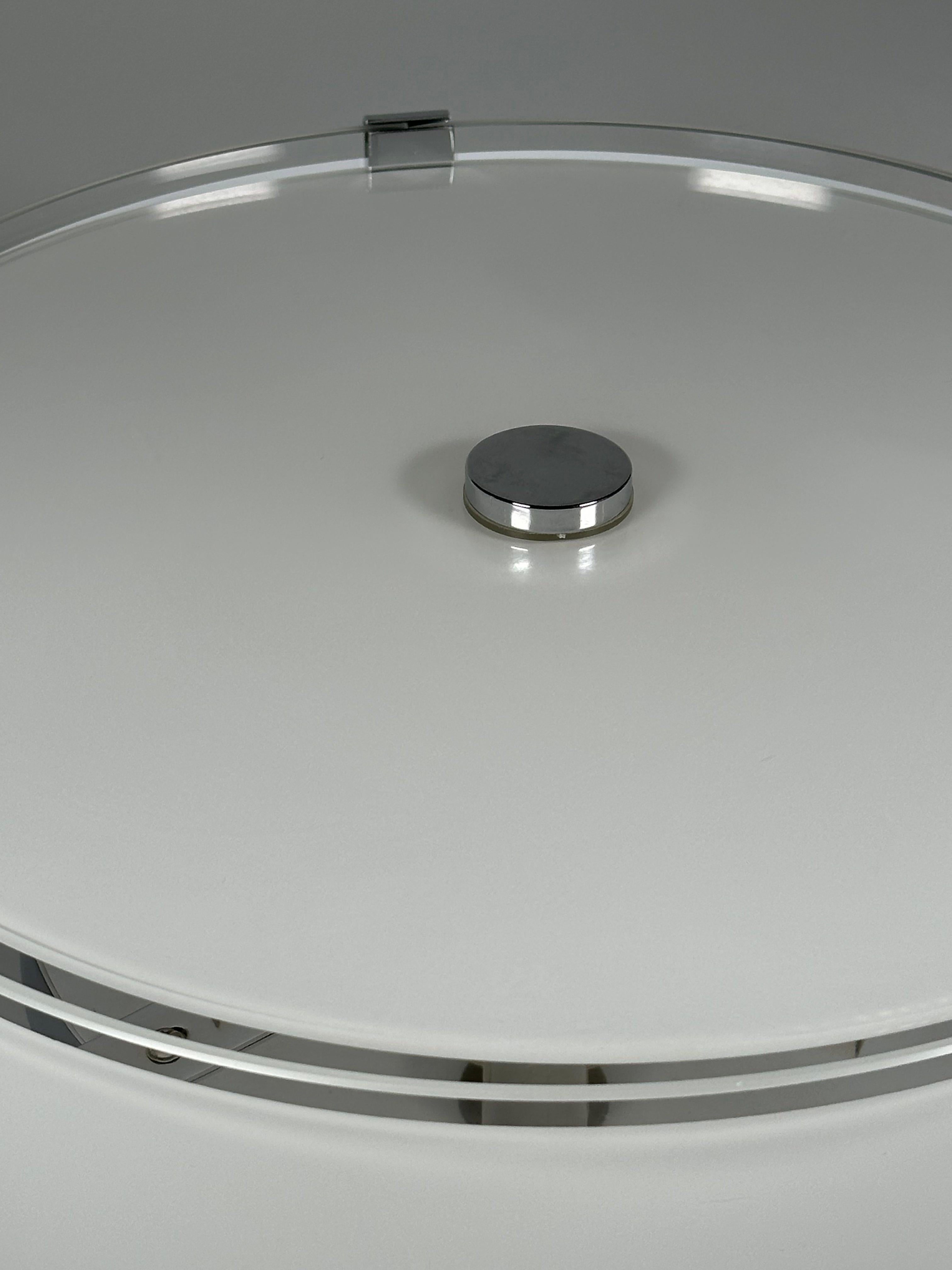 Lámpara de techo de los años 70 y 80 de Honsel Leuchten Alemania en cristal y cromo en venta 1