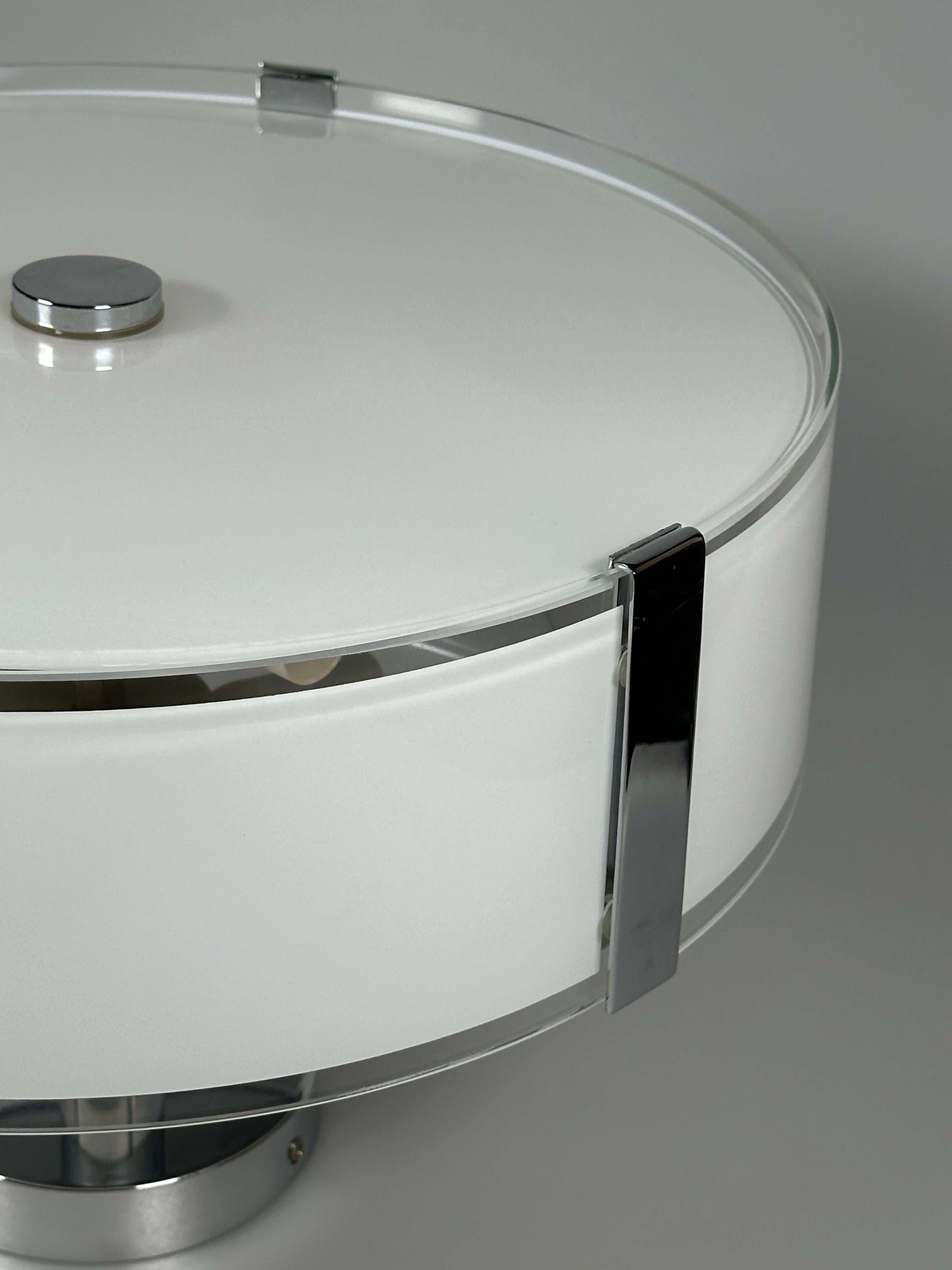 Lámpara de techo de los años 70 y 80 de Honsel Leuchten Alemania en cristal y cromo en venta 2