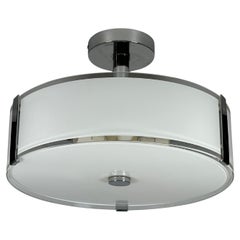 1970s 1980s Ceiling Lamp by Honsel Leuchten Germany in Glass & Chrome