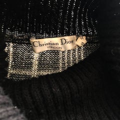 1970er/1980er Christian Dior schwarz-weißer Fledermauskaro-Pullover