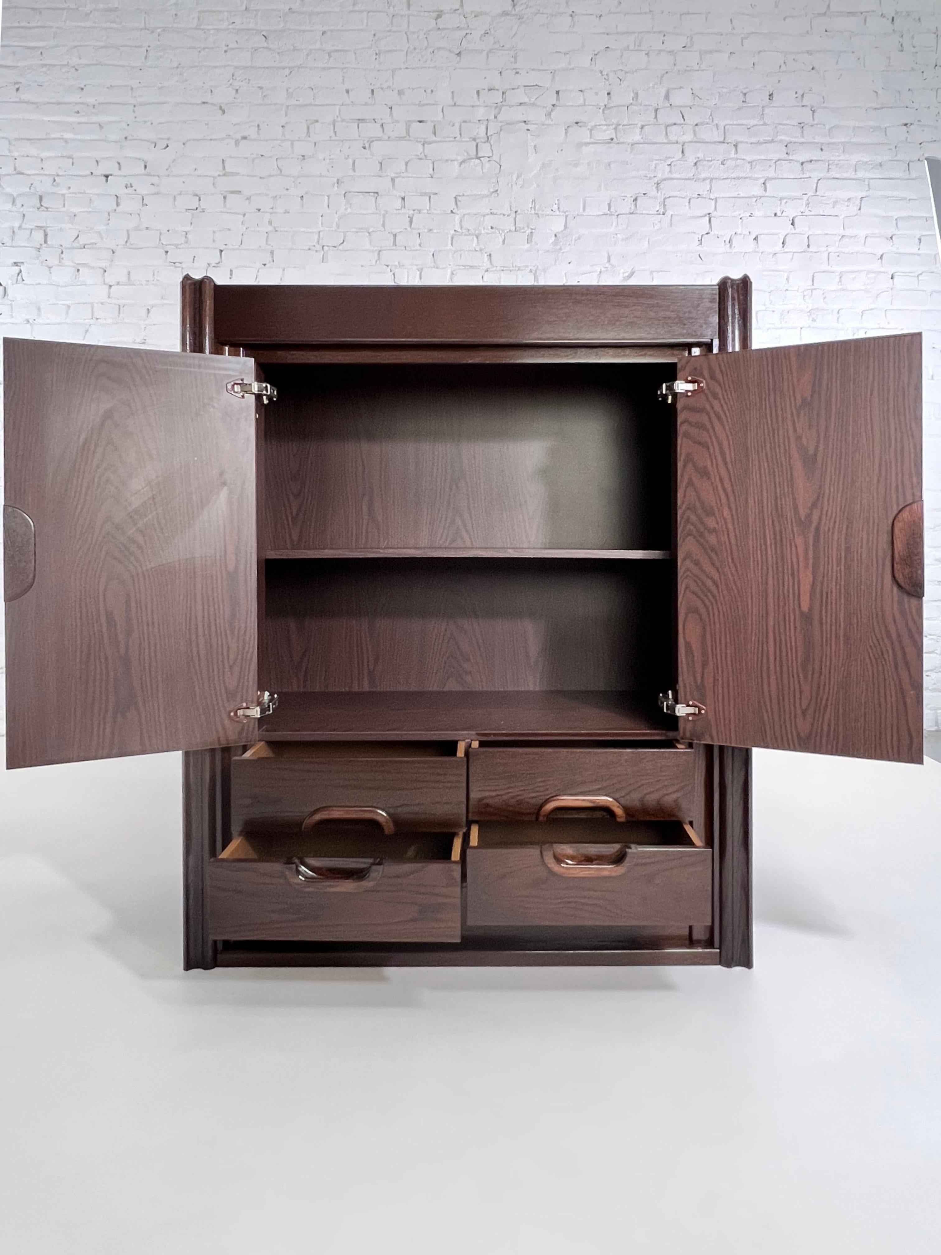 Belgian 1970s-1980s Design Wooden Bar Cabinet For Sale