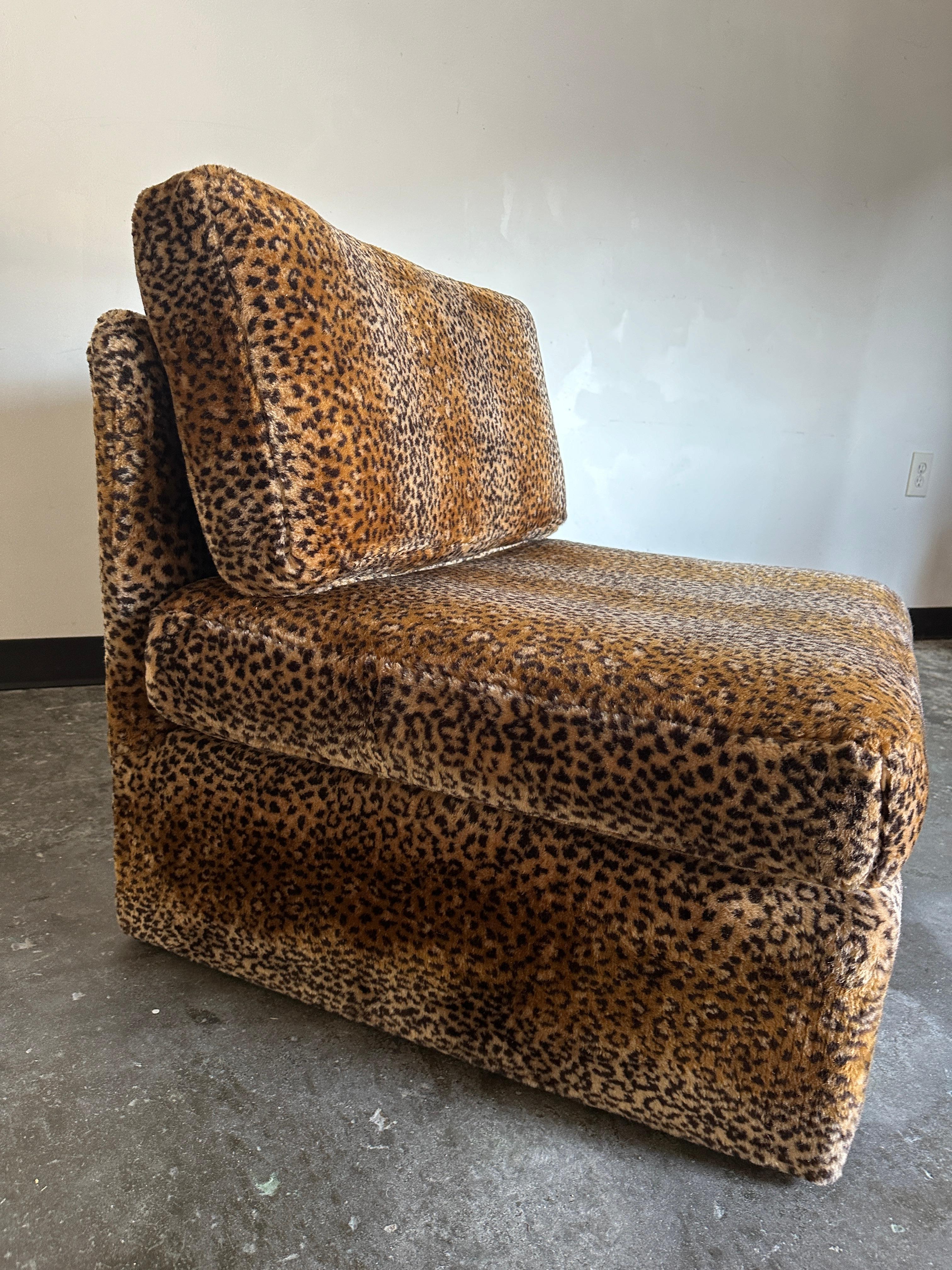 American 1970s/1980s Leopard Slipper Chair
