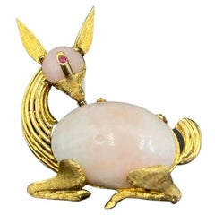 1970s-1980s Made Italian Gold Animal Brooch, 18 Karat Gold
