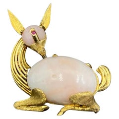 1970s-1980s Made Italian Gold Animal Brooch, 18 Karat Gold