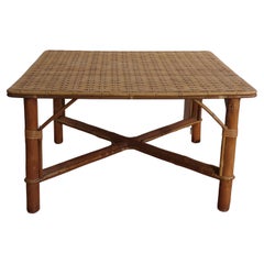 1970s 1980s Rattan and Bamboo Square Low Coffee Table Conran