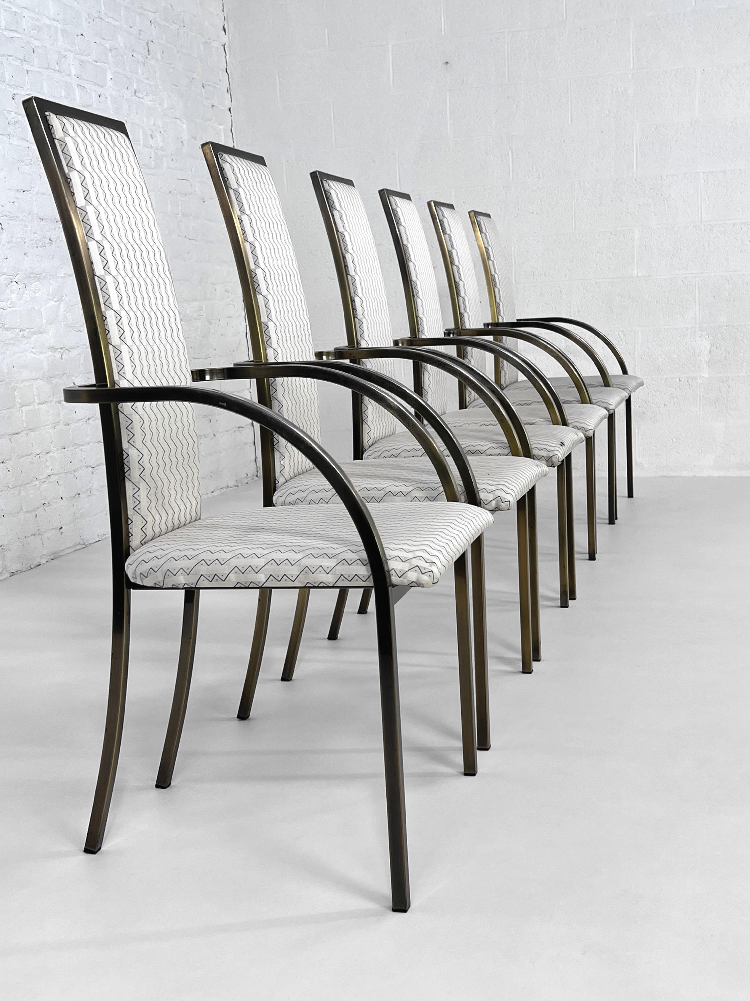 Set aus sechs Esszimmerstühlen aus Metall und Stoff im BelgoChrome-Design aus den 1970er bis 1980er Jahren (Belgisch) im Angebot