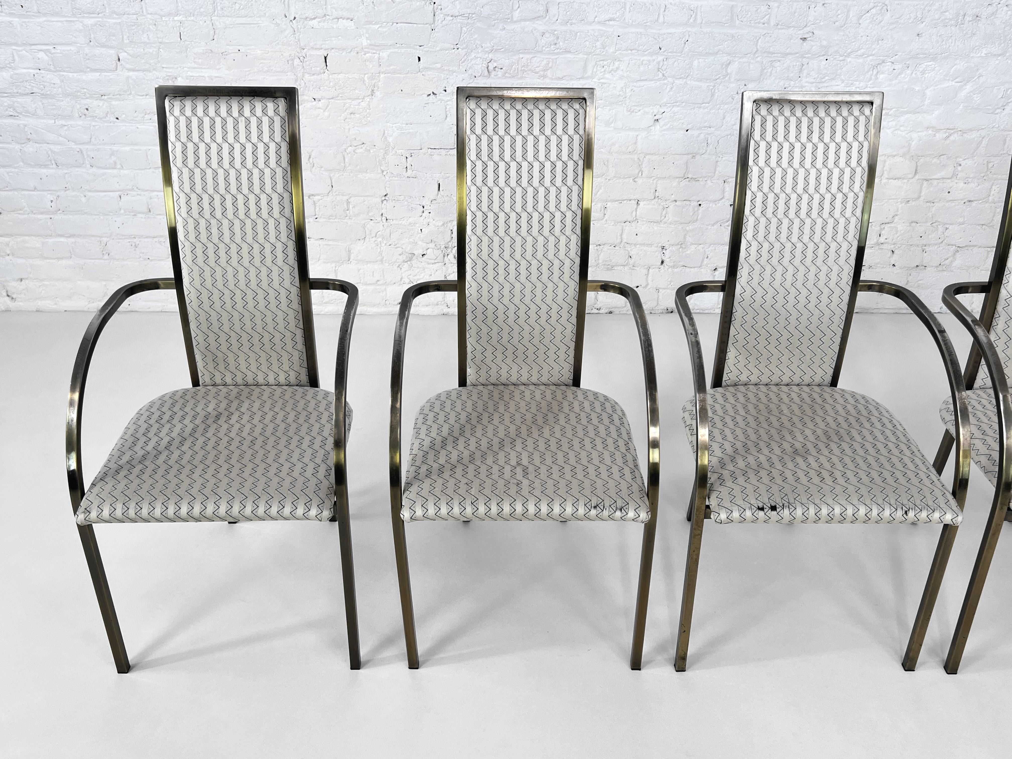 Set aus sechs Esszimmerstühlen aus Metall und Stoff im BelgoChrome-Design aus den 1970er bis 1980er Jahren (20. Jahrhundert) im Angebot