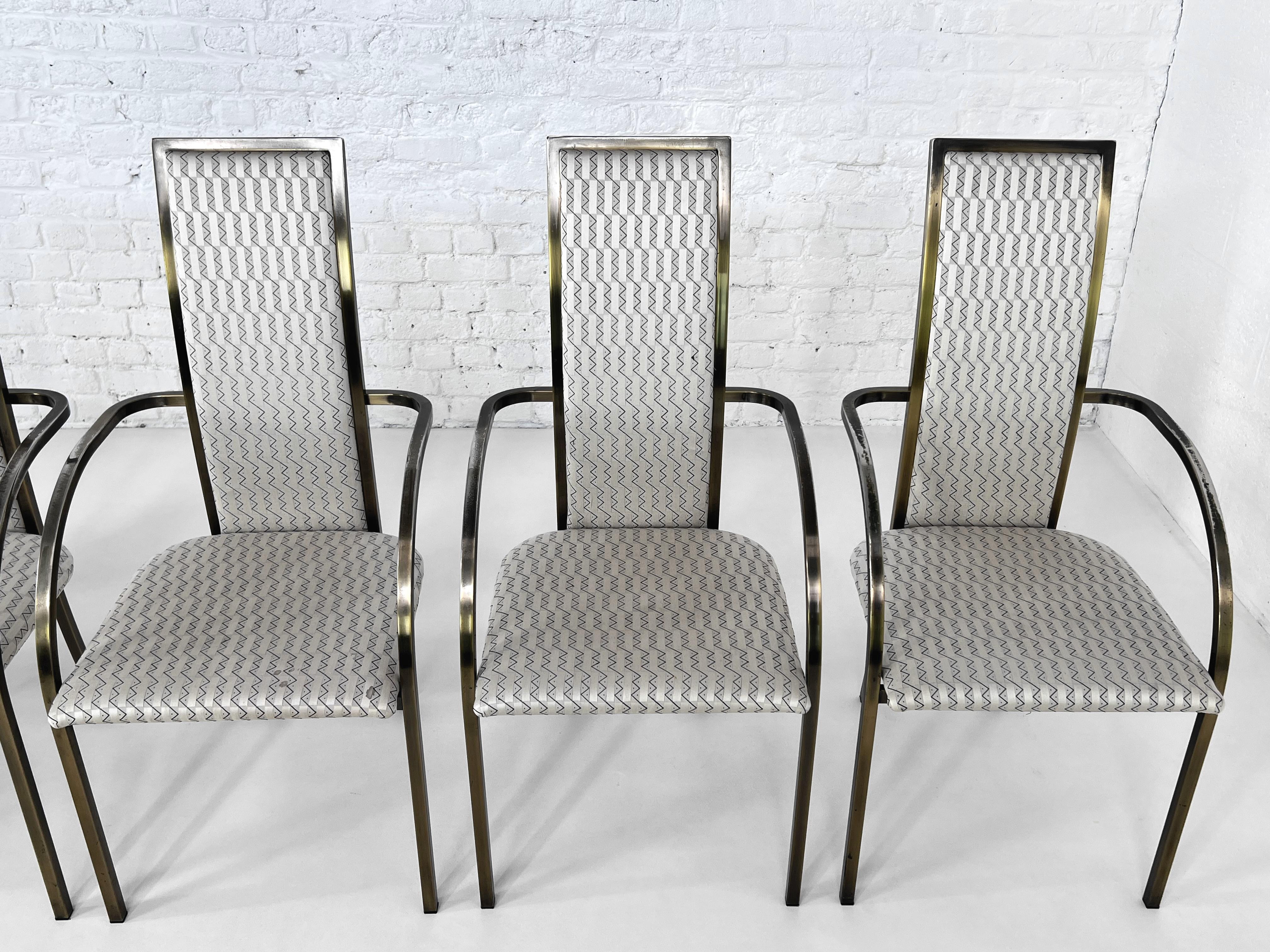 Set aus sechs Esszimmerstühlen aus Metall und Stoff im BelgoChrome-Design aus den 1970er bis 1980er Jahren im Angebot 1