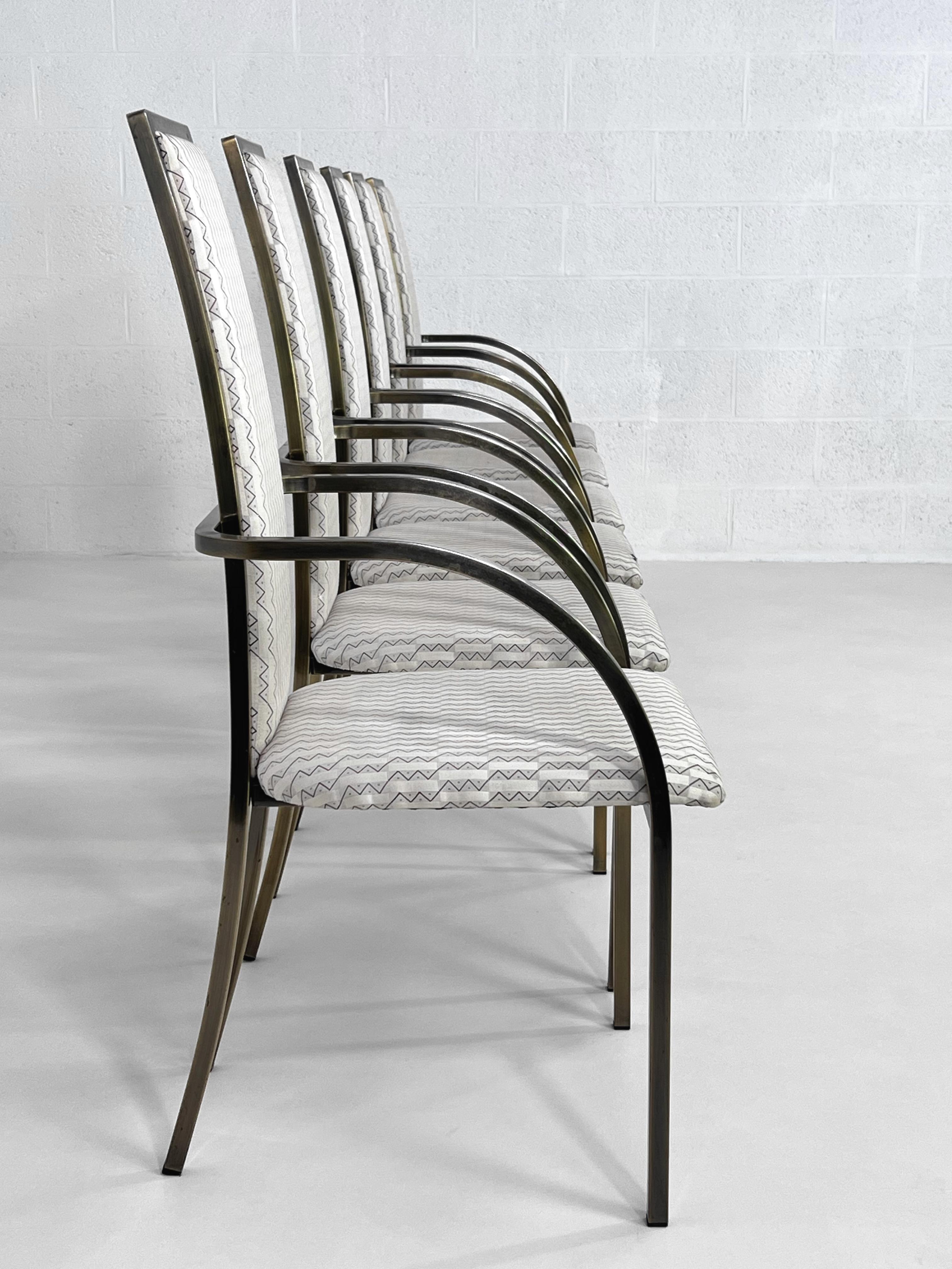 Set aus sechs Esszimmerstühlen aus Metall und Stoff im BelgoChrome-Design aus den 1970er bis 1980er Jahren im Angebot 2