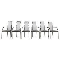 1970s - 1980s BelgoChrome Design Set of Six Metal and Fabric Dining Chairs