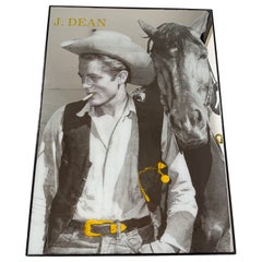 1970s–1980s Vintage James Dean Pop Art Screenprint Advertising Wall Mirror