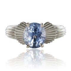 1970s 2, 80 Carat No Heat Ceylon Sapphire Platinum Ring