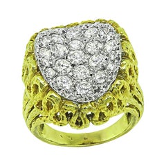 1970s 2.00ct Diamond 18k Yellow and White Gold Ring
