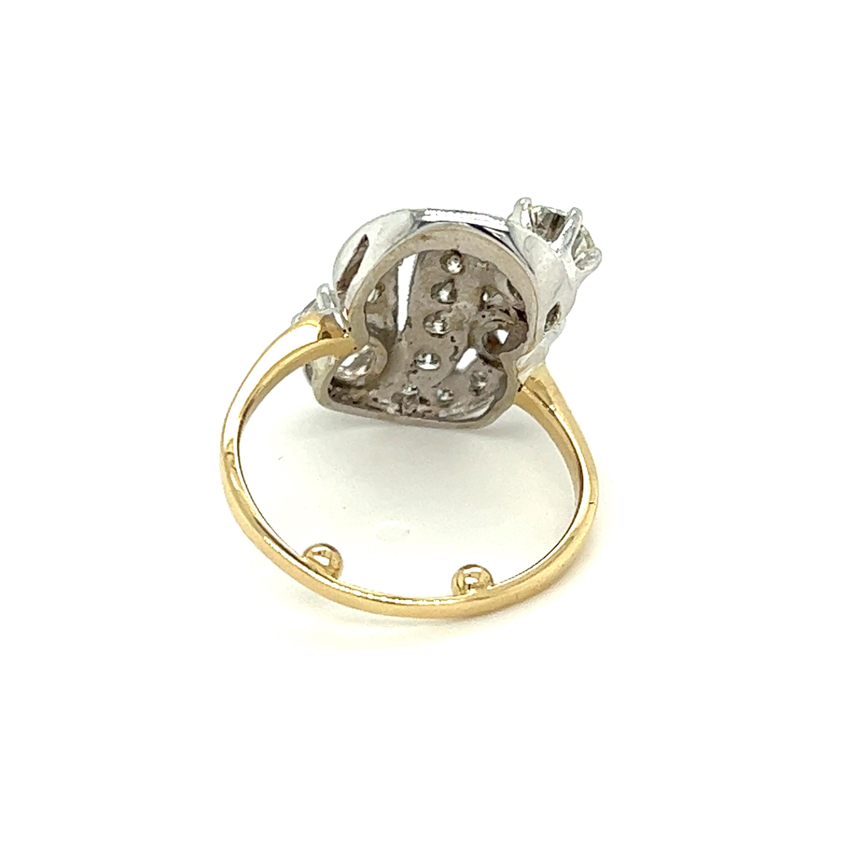 Modern 1970s 2.5 Carat Diamond Freeform Ring in 14K Two-Tone Gold  For Sale