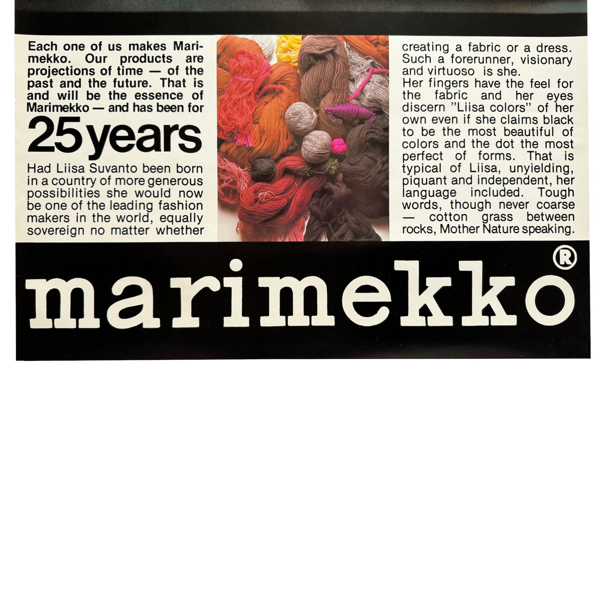 20th Century 1970s 25th Anniversary Marimekko Poster with Liisa Suvanto For Sale