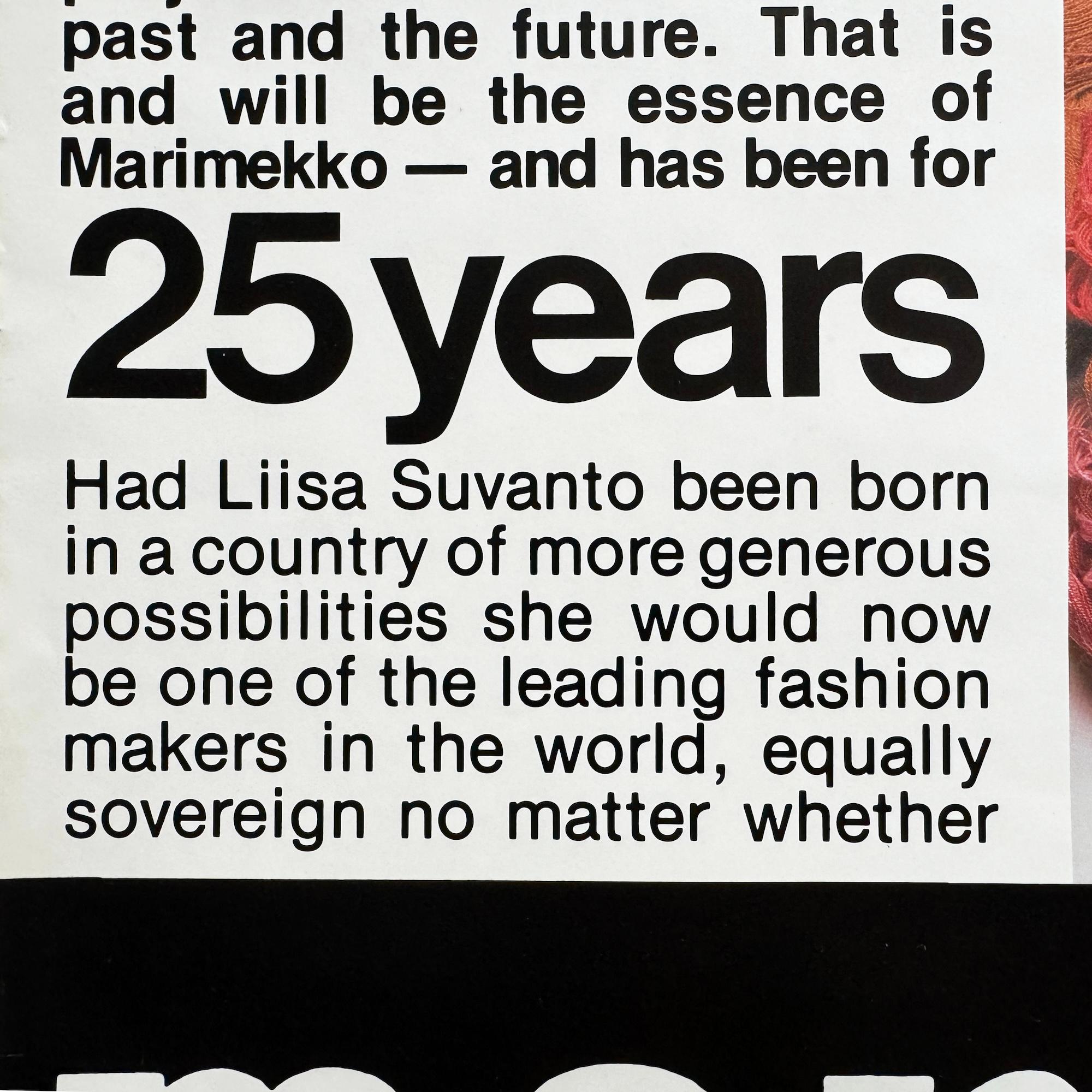 1970s 25th Anniversary Marimekko Poster with Liisa Suvanto For Sale 1