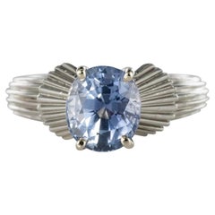 Retro 1970s 2, 80 Carat No Heat Ceylon Sapphire Platinum Ring