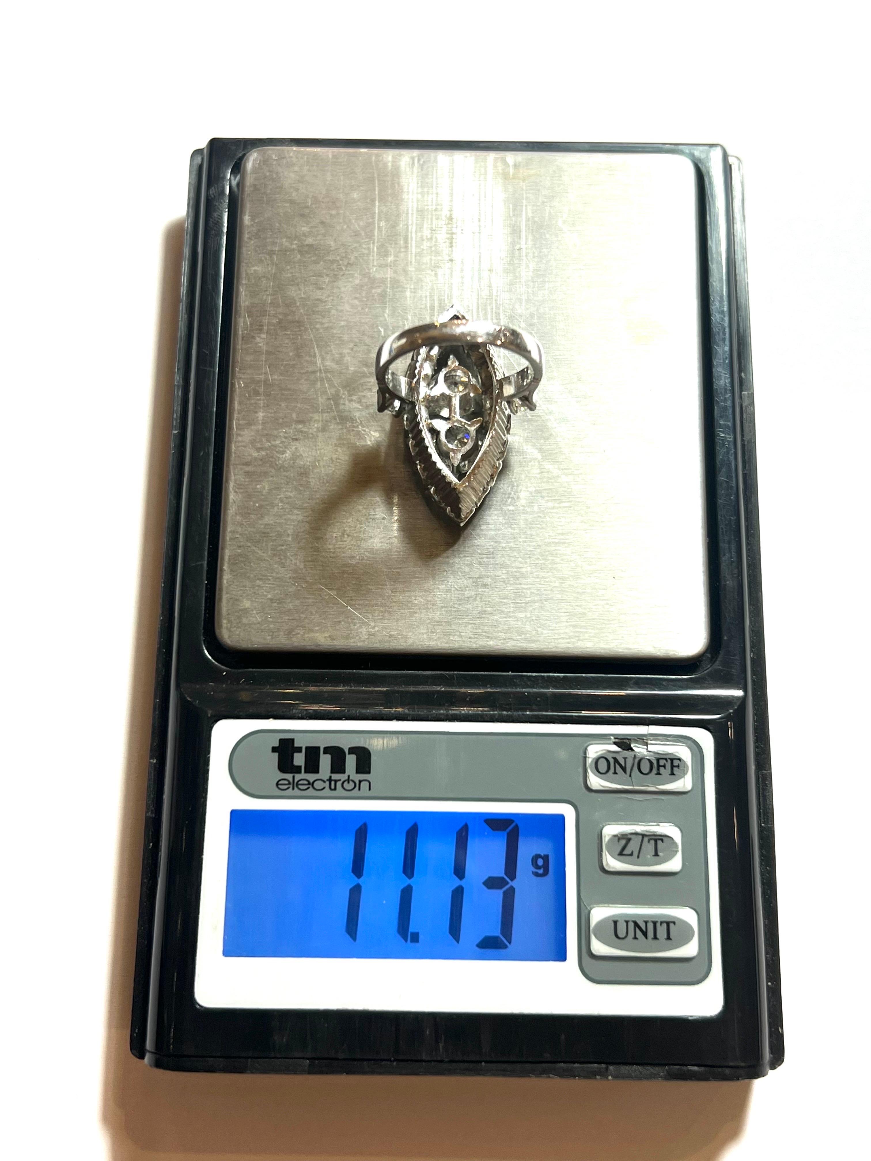 1970s, 2.9 carat Diamond Platinum Marquise Engagement Cocktail Ring For Sale 2