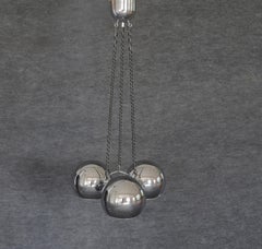 1970s, 3 Chromed Globes Pendant by Gino Sarfatti