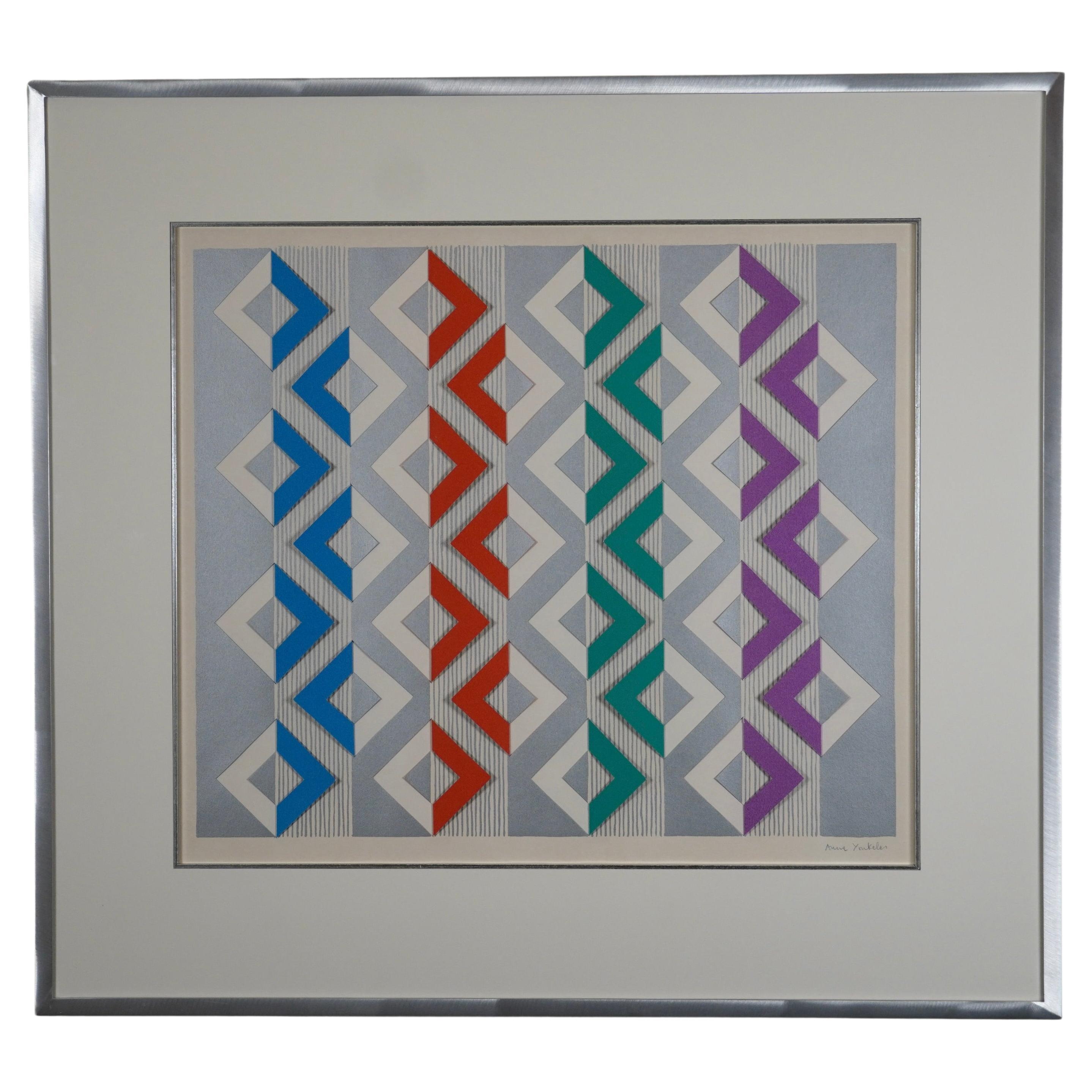 1970s 3-D Handcut Geometric Abstract by Anne Youkeles (1920-) Listed Artist