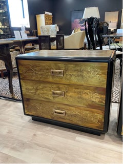 1970s 3 Drawer Acid Etched Brass Chests by Bernhard Rohne for Mastercraft, a Pai