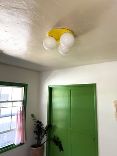 1970s 3-Globe Space Age Flush Mount Ceiling Light  Mid-Century Modern