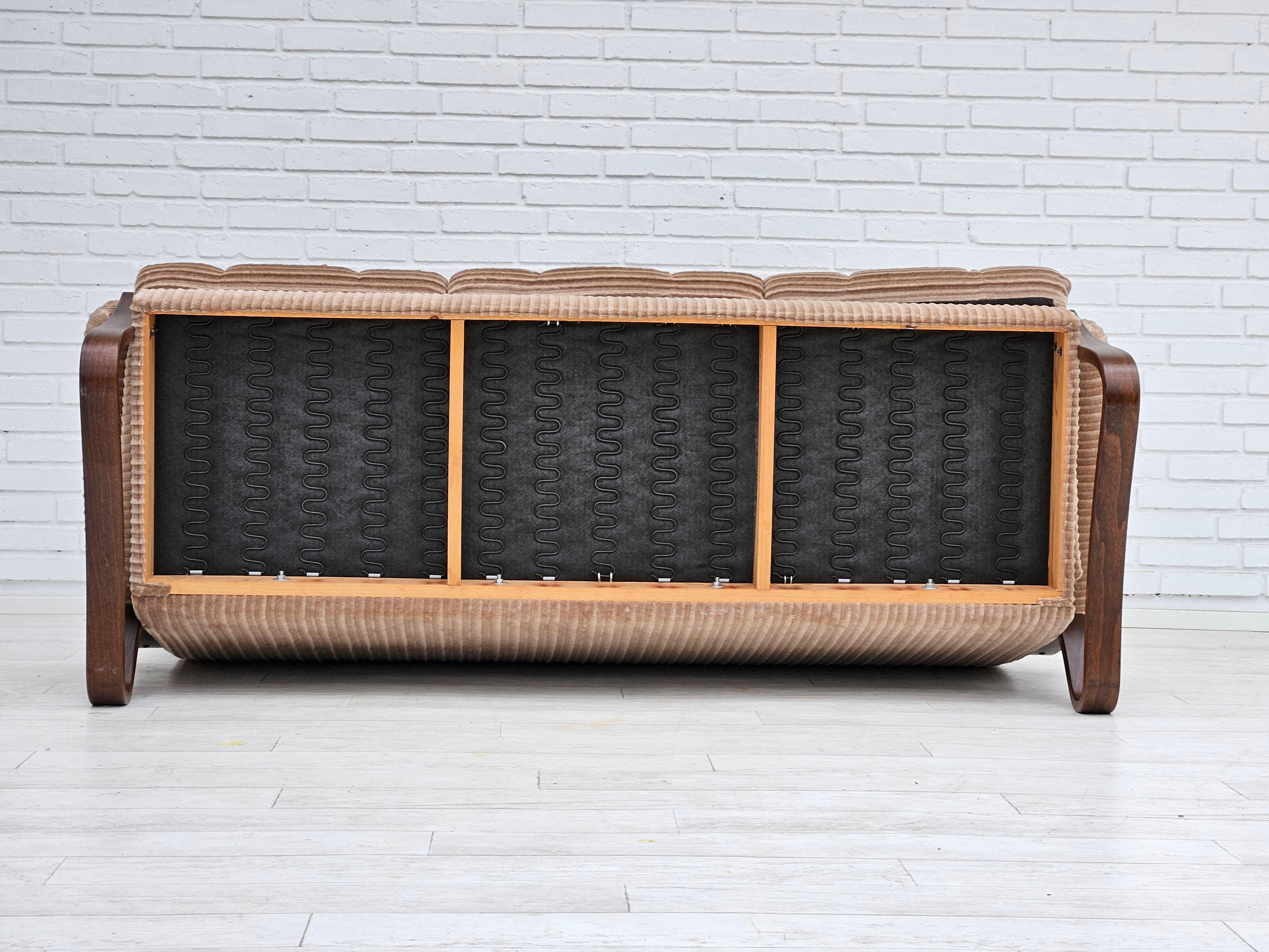 1970s, 3 seater Danish sofa, original very good condition, corduroy. For Sale 10