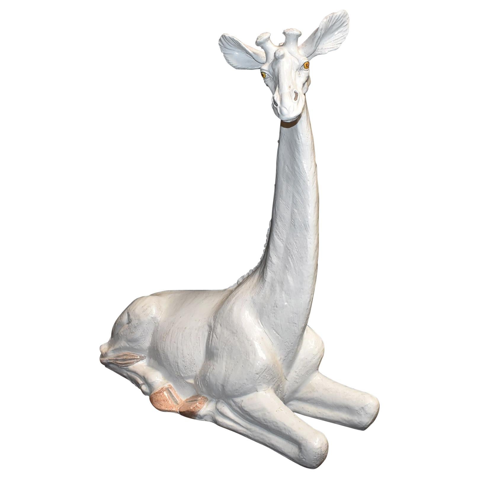 Scultura di giraffa in terracotta italiana degli anni 
70